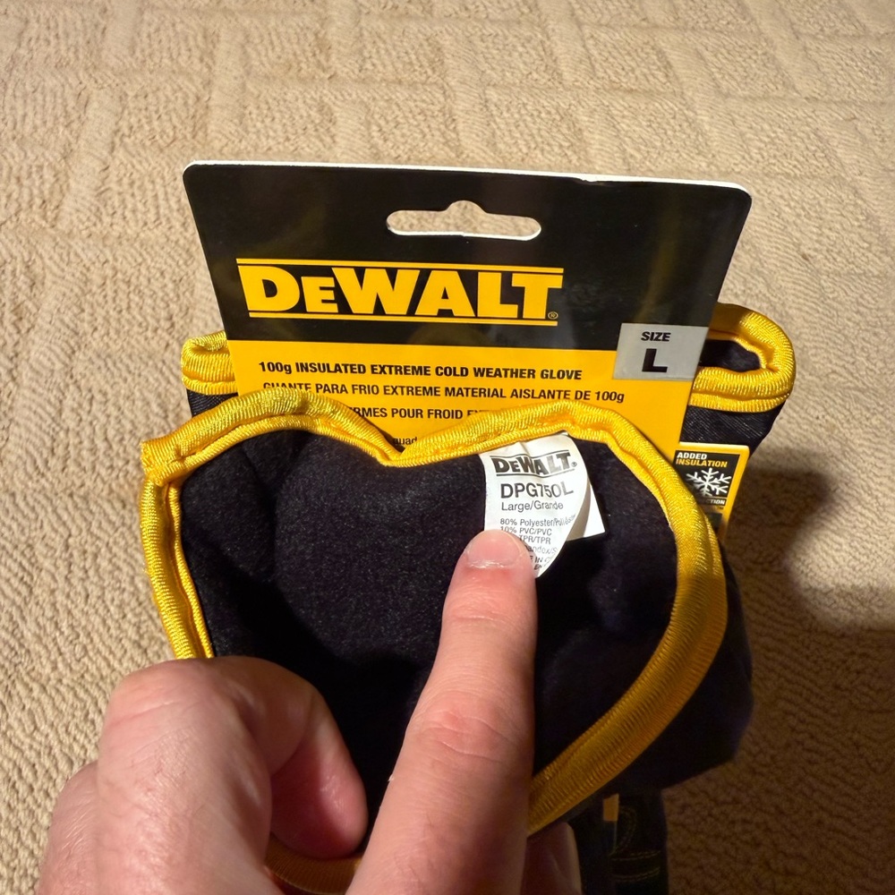 DeWalt Black and Yellow Extreme Cold Weather Gloves